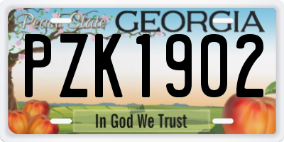 GA license plate PZK1902