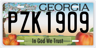 GA license plate PZK1909