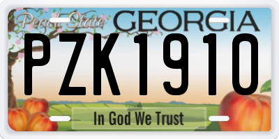 GA license plate PZK1910
