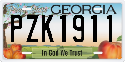 GA license plate PZK1911