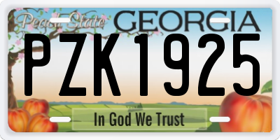 GA license plate PZK1925