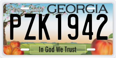 GA license plate PZK1942