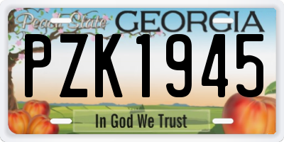 GA license plate PZK1945