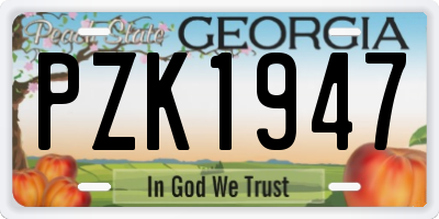 GA license plate PZK1947