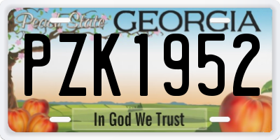 GA license plate PZK1952
