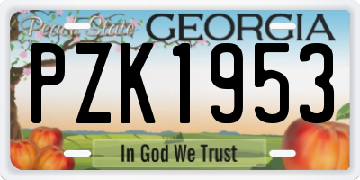 GA license plate PZK1953