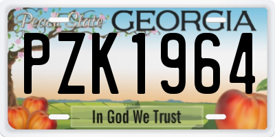 GA license plate PZK1964