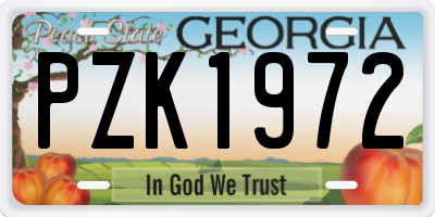 GA license plate PZK1972