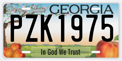 GA license plate PZK1975