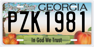 GA license plate PZK1981