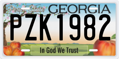 GA license plate PZK1982