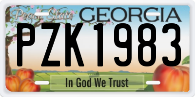 GA license plate PZK1983