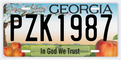 GA license plate PZK1987