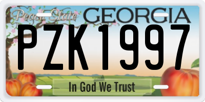 GA license plate PZK1997