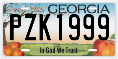 GA license plate PZK1999
