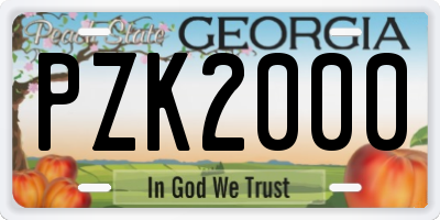 GA license plate PZK2000