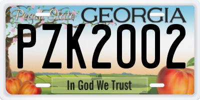 GA license plate PZK2002
