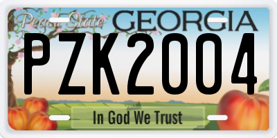 GA license plate PZK2004