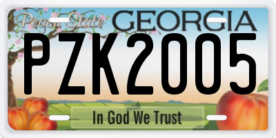 GA license plate PZK2005