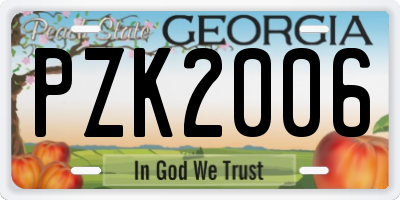 GA license plate PZK2006
