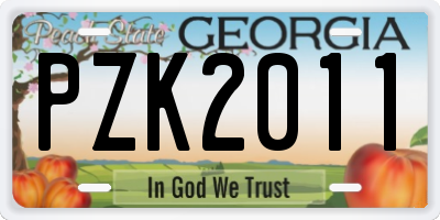 GA license plate PZK2011