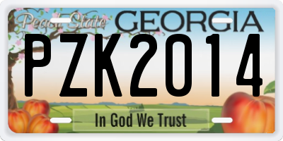 GA license plate PZK2014