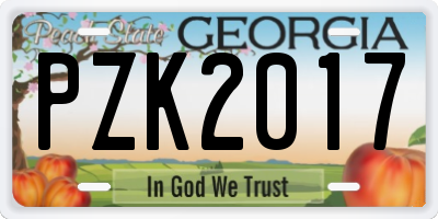GA license plate PZK2017