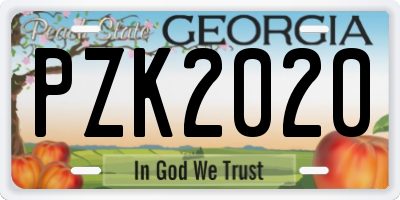 GA license plate PZK2020