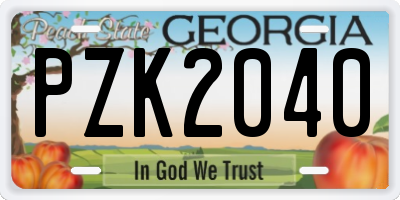 GA license plate PZK2040