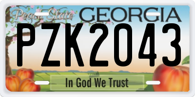 GA license plate PZK2043