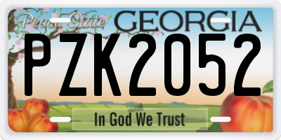 GA license plate PZK2052