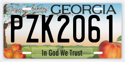 GA license plate PZK2061