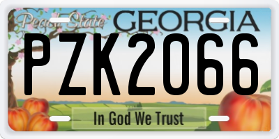 GA license plate PZK2066