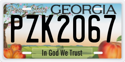 GA license plate PZK2067