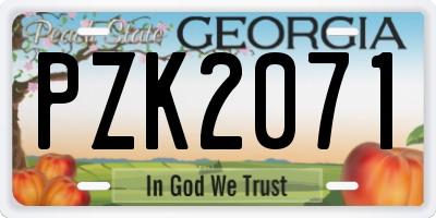 GA license plate PZK2071