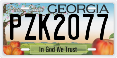 GA license plate PZK2077