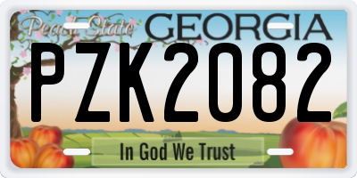 GA license plate PZK2082