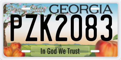 GA license plate PZK2083