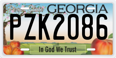 GA license plate PZK2086