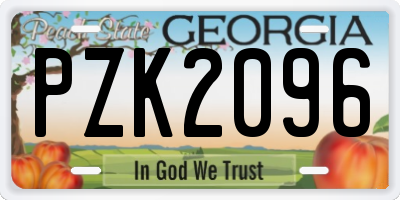 GA license plate PZK2096
