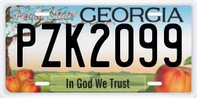 GA license plate PZK2099