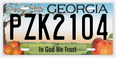 GA license plate PZK2104