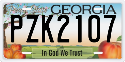 GA license plate PZK2107