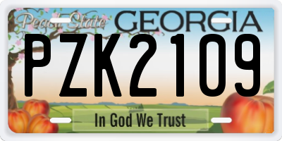 GA license plate PZK2109
