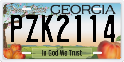 GA license plate PZK2114