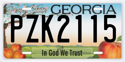 GA license plate PZK2115