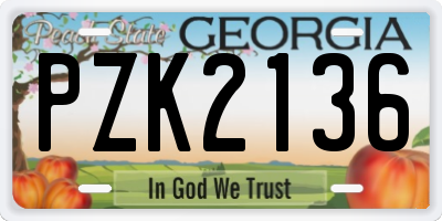 GA license plate PZK2136