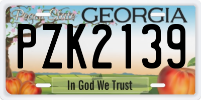 GA license plate PZK2139