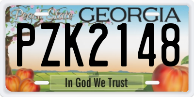 GA license plate PZK2148