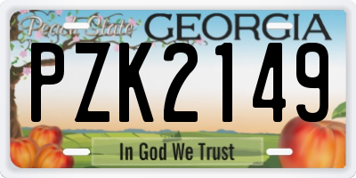 GA license plate PZK2149